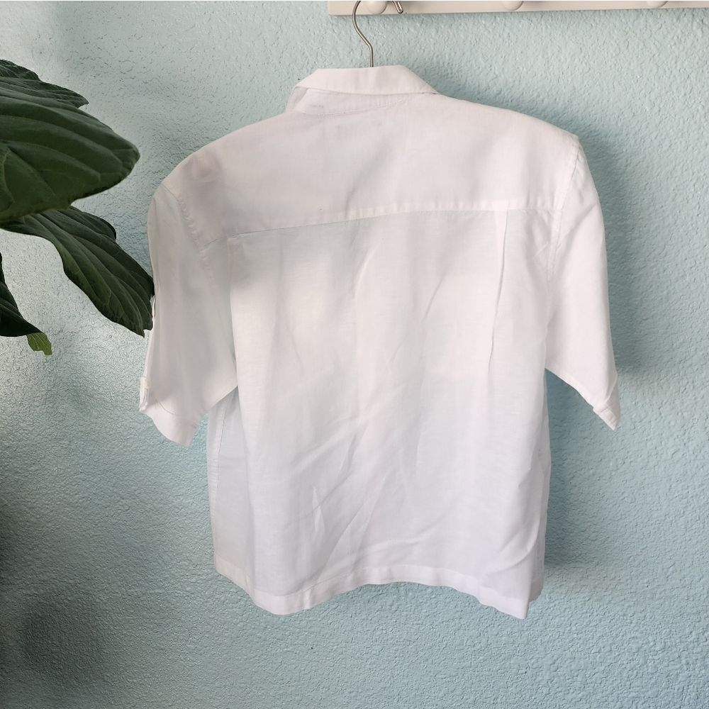 Cafe Luna linen cropped button front shirt - Picture 6 of 9